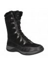 Calzado de invierno negro, bota alta de cuero para mujer, estilo casual y cómodo.