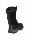 Botas negras casuales de cuero con taco plano, cómodas y cálidas para mujer.