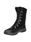 Bota negra de cuero y textil para mujer, estilo casual, ideal para invierno.