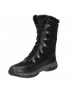 Bota negra de cuero y textil para mujer, estilo casual, ideal para invierno.