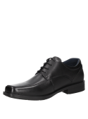 Calzado masculino negro de cuero con microperforaciones para ventilación.