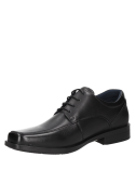 Calzado masculino negro de cuero con microperforaciones para ventilación.