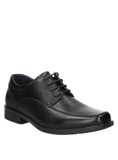 Zapato de vestir negro de cuero para hombre, modelo, punta cuadrada.