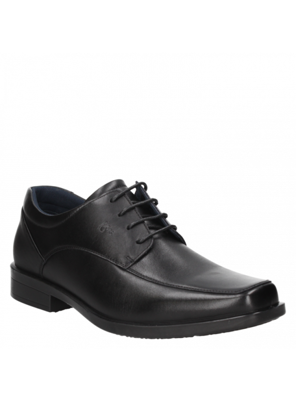 Zapato de vestir negro de cuero para hombre, modelo, punta cuadrada.