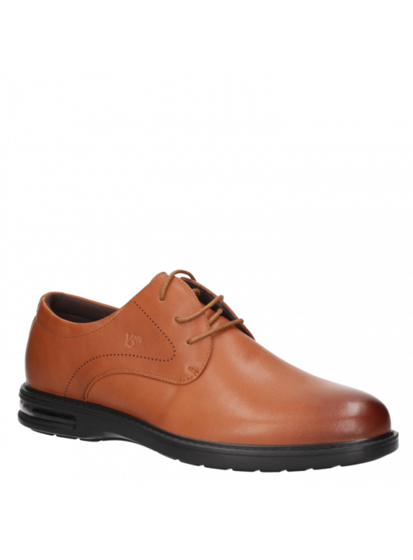Zapato derby negro de cuero para hombre, estilo casual, elegante y cómodo.