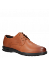 Zapato derby camel de cuero para hombre, estilo casual y cómodo.