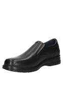 Calzado de vestir para hombre, mocasín negro de cuero, estructura sencilla y elegante, ideal para oficina.