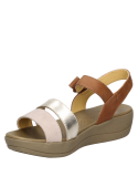 Sandalia de cuero multicolor para mujer, estilo casual, perfecta para días relajados.