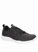 zapatilla informal negra de mujer, textil y sintético, cómoda y adaptable, perfecta para el día a día.