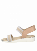 Calzado de cuero beige para mujer, ideal para verano, forro interior de poliuretano suave.