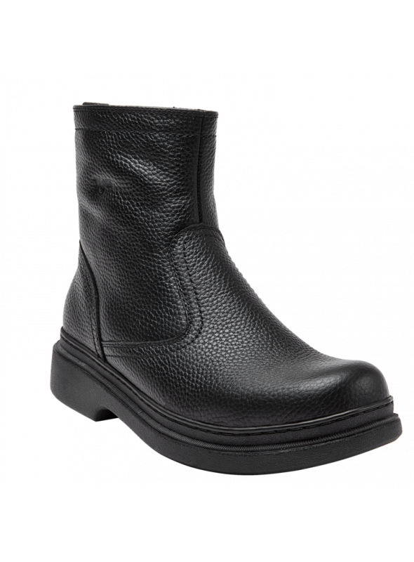 Botín casual de cuero negro para hombre, versátil para climas fríos, sin adornos, adecuado para ocasiones semi-formales.