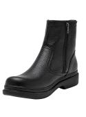 Botín negro de cuero para hombre, estilo casual y robusto, ideal para el invierno por su diseño cerrado y resistente.