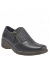 Calzado urbano azul de cuero para mujer, con banda elástica y cierre lateral, combina comodidad y estilo.