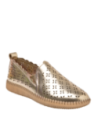Zapato de cuero oro con caña de 7.5 cm, diseño cómodo para uso diario.