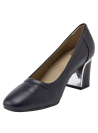 Zapato de mujer azul de charol con diseño clásico y detalle brogue, ideal para eventos formales y reuniones de trabajo.