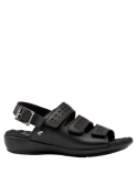 Calzado de cuero negro para mujer, estilo casual y funcional, ideal para uso diario y actividades cómodas.
