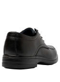 Zapato Derby de cuero negro para hombre, estilo vestir.