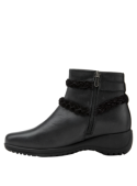 Botín de cuero negro para mujer, estilo casual, resistente al desgaste diario, con forro pu+textile.