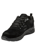 Calzado casual masculino en cuero negro con cordones estándar y ojales reforzados, perfecto para un look urbano.