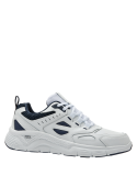 Zapatilla blanca de cuero para hombre, estilo casual y robusto, combina diseño deportivo y casual con cordones estándar.