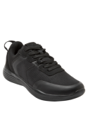 Calzado negro athleisure para mujer, mezcla de textil y sintético, funcional y confortable para un look relajado.