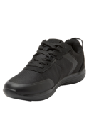 Zapatilla negra casual para mujer, diseño deportivo y moderno, con cordones para ajuste personalizado y tobillo acolchado.
