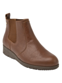 Elegante botín Chelsea café de cuero, perfecto para mantener los pies cálidos y secos.