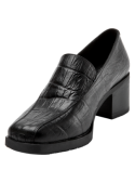 Zapato de cuero negro para mujer, diseño casual con forro de poliuretano.