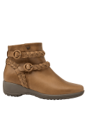 Botín camel de cuero, estilo casual para mujer, con tecnología adaptable y duradera, ideal para uso diario.