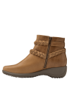 Botín camel de cuero, forro pu+textile, diseño casual para mujer, perfecto para mantener los pies cálidos y secos.