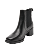 Botín Chelsea para mujer, cuero negro, diseño elegante y atemporal. Ideal para trabajo o eventos semi-formales.
