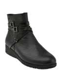 Botín negro de cuero para mujer, caña de 11 cm, perfecto para uso diario.
