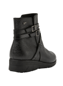 Botín negro de cuero para mujer, estilo casual, ideal para invierno con tecnología de confort.