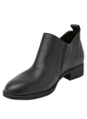 Calzado casual de cuero negro para mujer, diseñado para confort y adaptación anatómica.