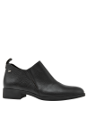 Botín de cuero negro para mujer, estilo casual, taco plano de 2.5 cm, comodidad y durabilidad.