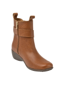 Botín Chelsea camel de cuero para mujer, protección contra frío y humedad.