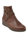 Botín café de cuero para mujer, estilo casual, perfecto para días fríos.