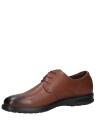 Zapato derby café de cuero para hombre, estilo casual, cómodo y elegante.