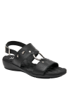 Sandalia negra de cuero para mujer, estilo informal, combina resistencia y ligereza.