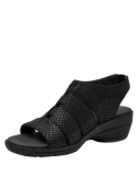 Sandalia casual de cuero negro para mujer, con forro de pu y suela ligera, ideal para el verano.