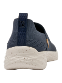 zapatilla azul urbana para mujer, textil suave, diseño casual con ligera elevación y practicidad