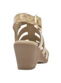 Sandalia de cuero beige para mujer, combina confort y estilo con su diseño anatómico.
