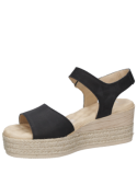 Sandalia negra de cuero para mujer, perfecta para días calurosos.