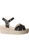 Sandalia de cuero negro para mujer, forro microfibra AIRFLOW, ventilación óptima.