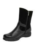 "Bota negra de cuero para mujer, estilo casual, con diseño urbano y moderno