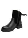 Botín de cuero negro para mujer, estilo casual, con tobillera alta y gamuza texturizada, ideal para uso diario y soporte.