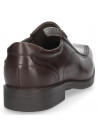 Zapato de vestir café para hombre, cuero, punta cuadrada, taco plano 2 cm.