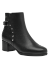 Botín elegante de cuero negro para mujer con suela antideslizante, ideal para caminar por la ciudad con comodidad y estilo.