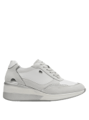 confortable zapatilla casual de cuero blanco para mujer con lengüeta acolchada y forro interior suave
