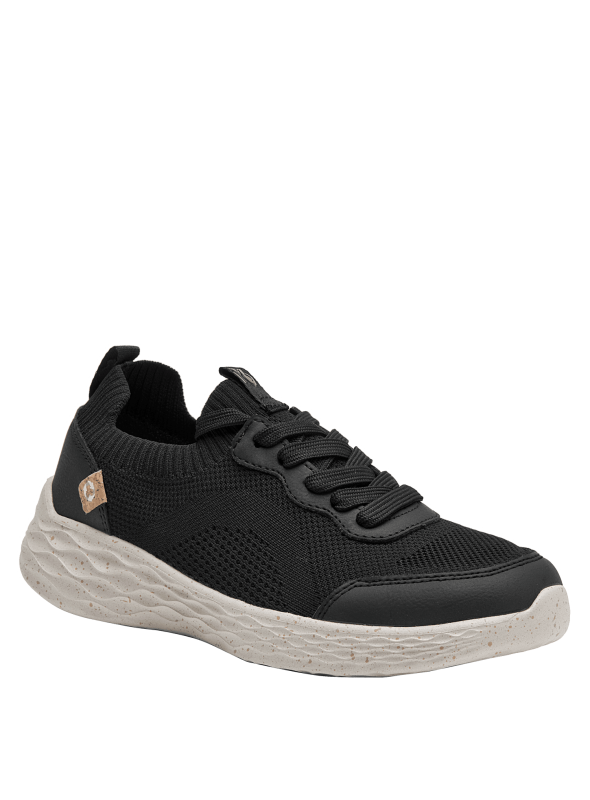 Zapatilla azul casual de mujer hecha en textil reciclado, tejido de punto flexible y transpirable, ideal para diario.